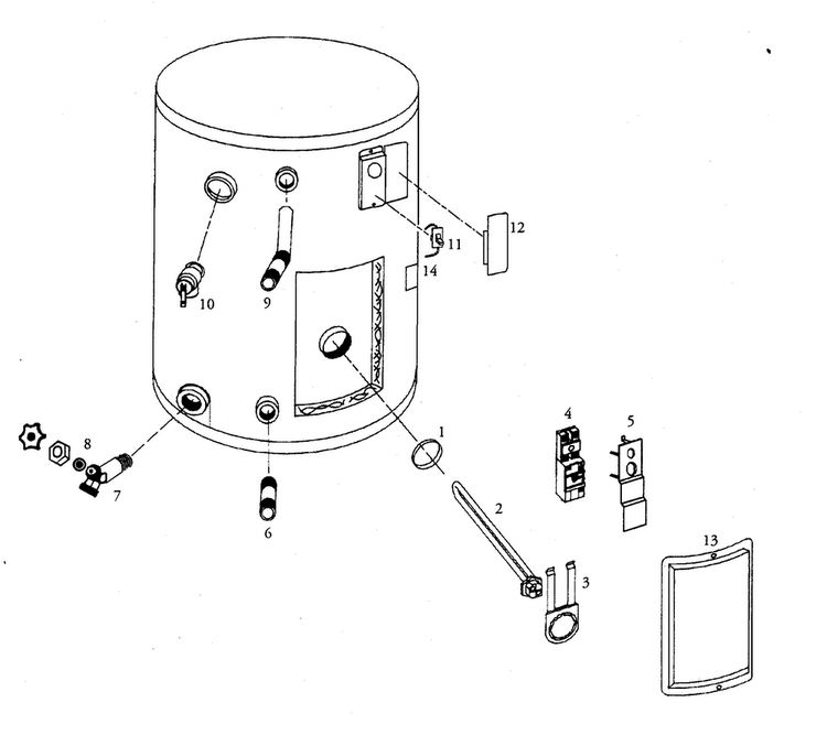 Water Heater Diagram and Parts List for 153316630  Kenmore Water Heater