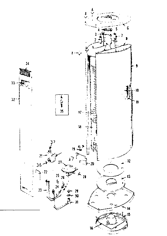 Replacement Parts Diagram and Parts List for 15333750  Kenmore Water Heater