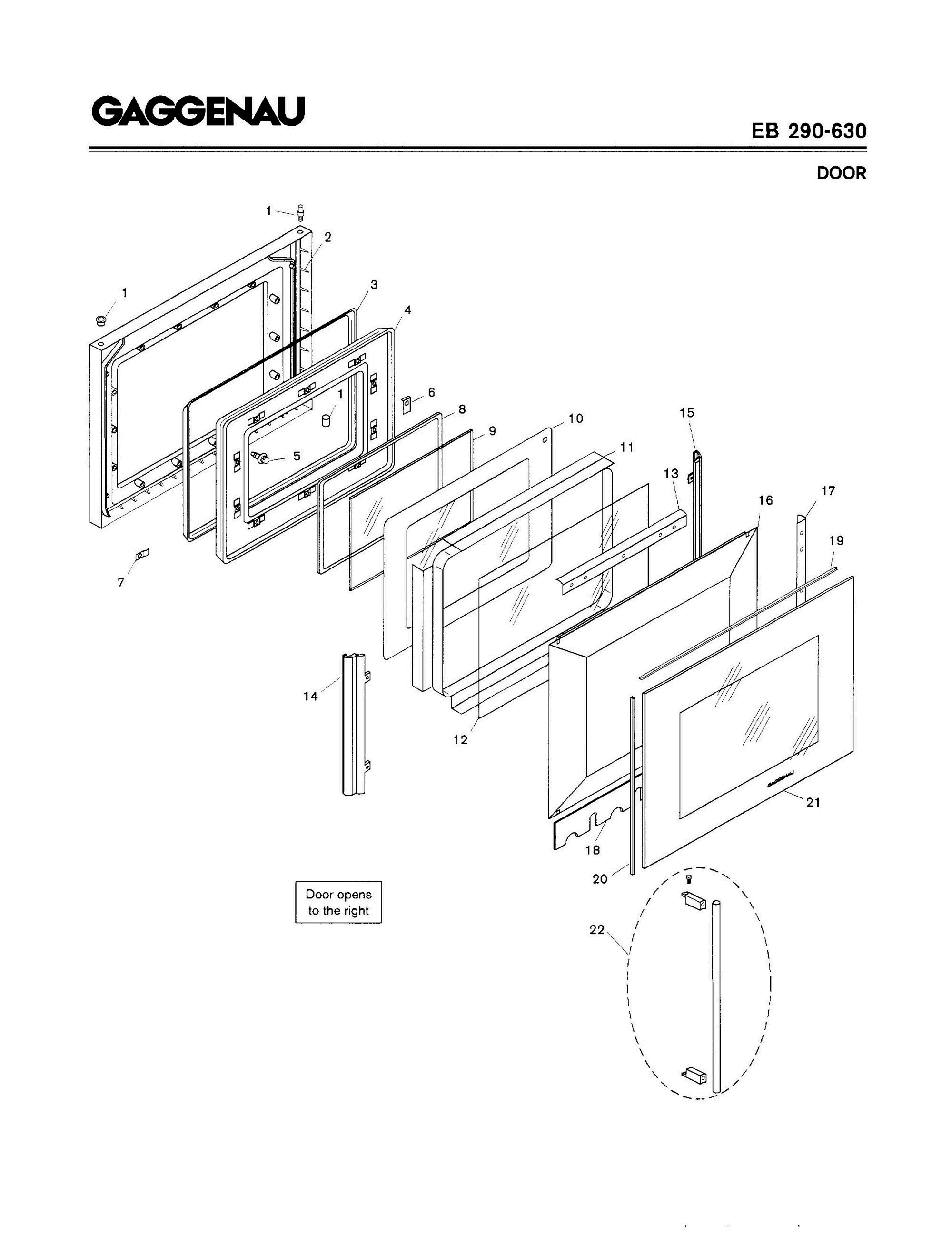 04 - DOOR Diagram and Parts List for EB290-630  Bosch Range