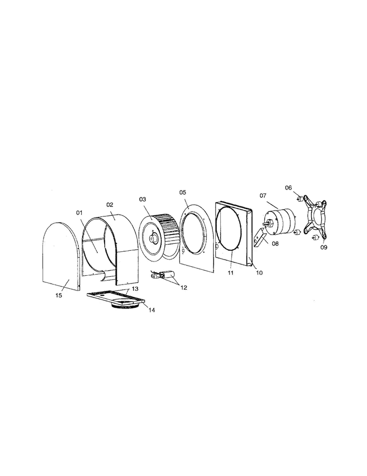 Blower/motor Diagram and Parts List for UCV36AW-01  Thermador Range Hood