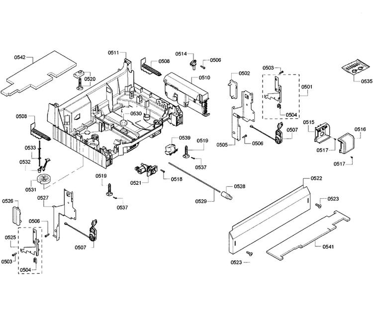 Base Assy Diagram and Parts List for SHX68R56UC 69 Bosch Dishwasher
