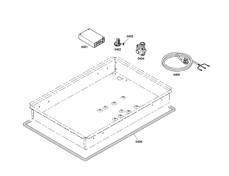 Power Cord/spark Module Diagram and Parts List for NGM5054UC 01 Bosch Cooktop