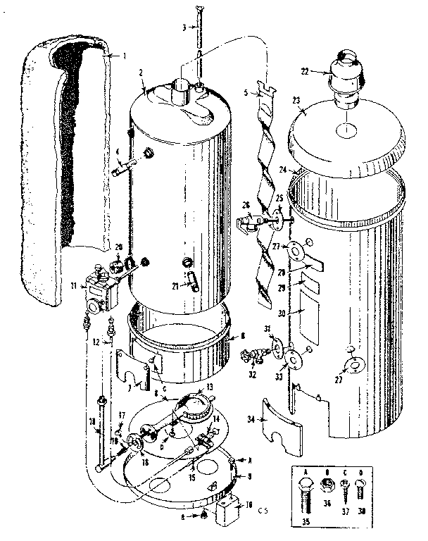 Replacement Parts Diagram and Parts List for 15330641  Kenmore Water Heater