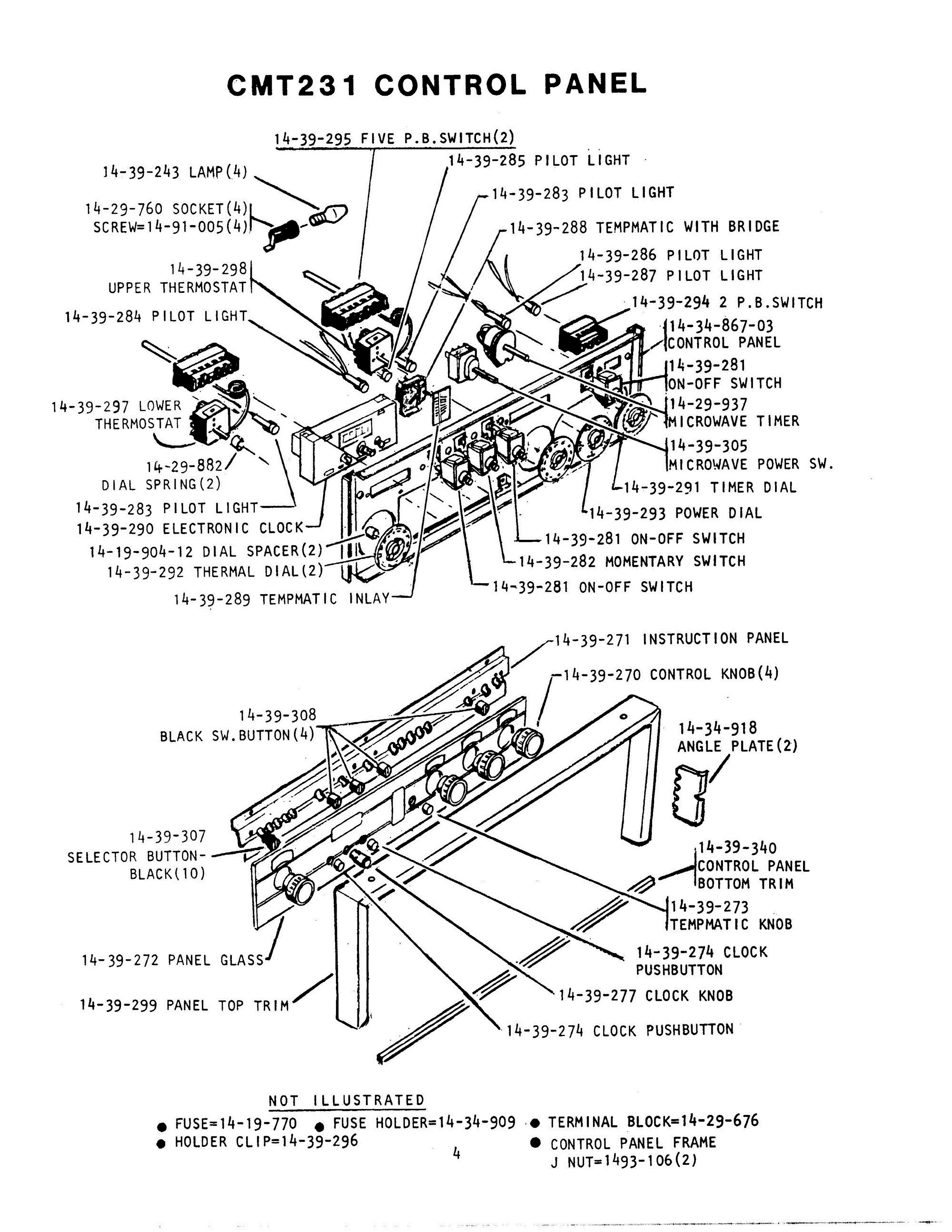 05 - CONTROL PANEL Diagram and Parts List for CMT-231  Bosch Range