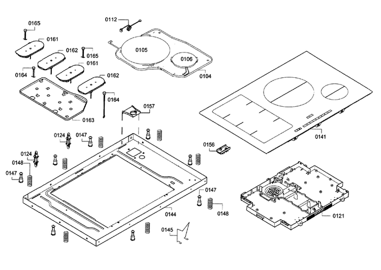 Cooktop Assy Diagram and Parts List for NITP066UC 01 Bosch Cooktop