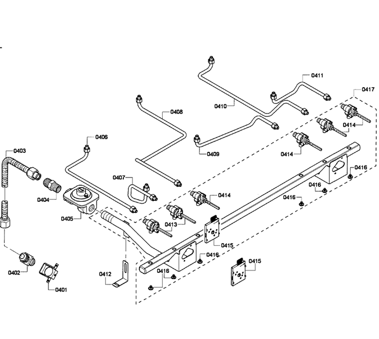 Manifold Asy Diagram and Parts List for PRD366GHU 02 Thermador Range