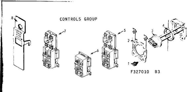 Controls Group Diagram and Parts List for 153327010  Kenmore Water Heater
