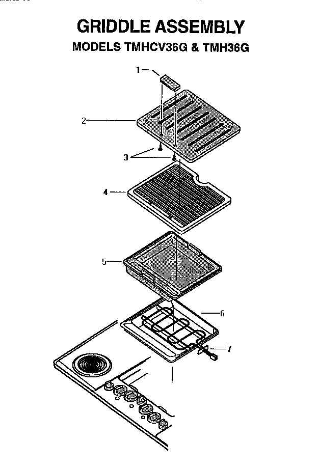 Section 2 Diagram and Parts List for TMHCV36GW  Thermador Cooktop