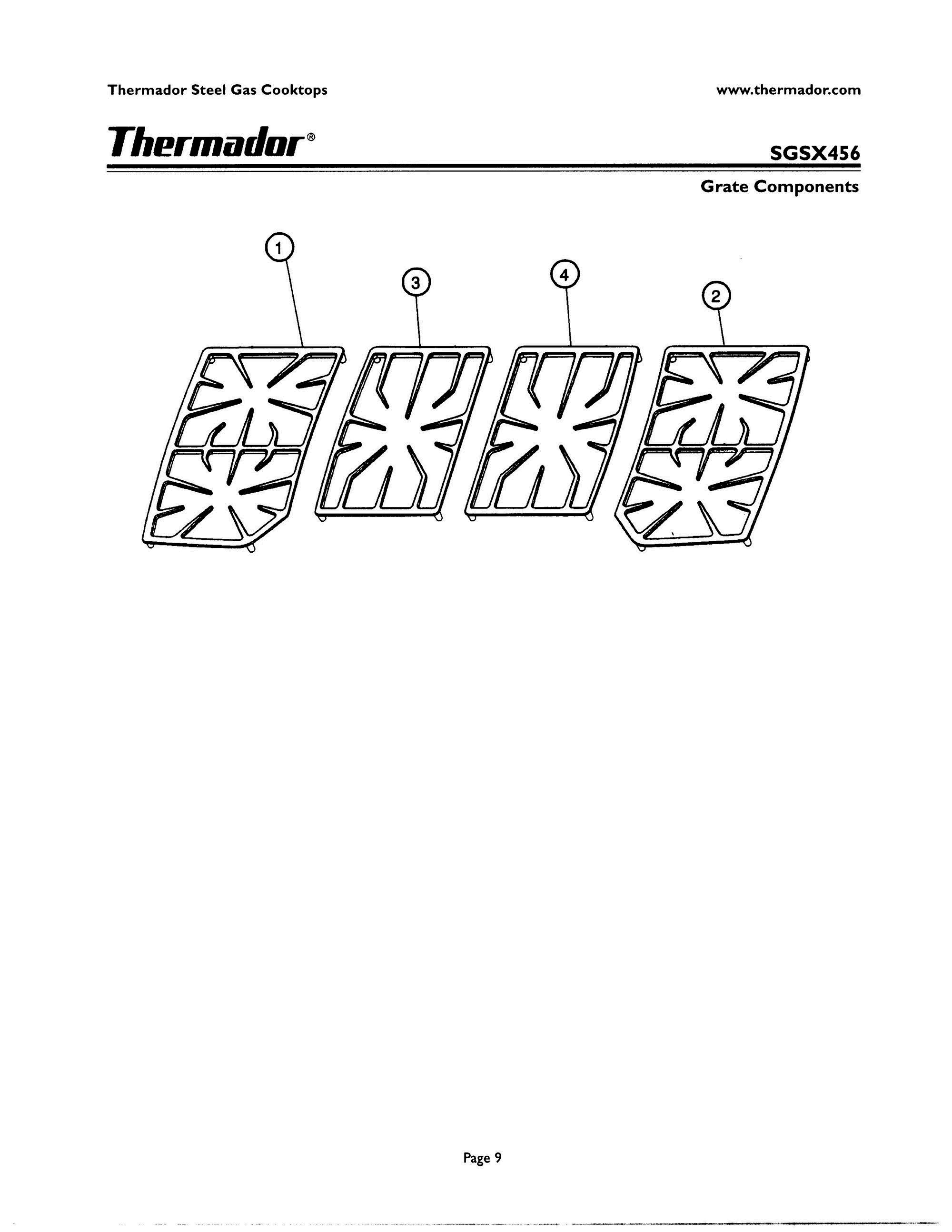 08 - GRATE COMPONENTS Diagram and Parts List for SGSX456ZB  Bosch Range