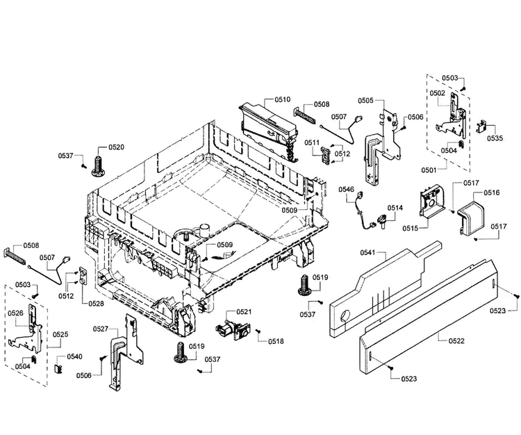 Base Assy Diagram and Parts List for SHX4AT55UC 12 Bosch Dishwasher