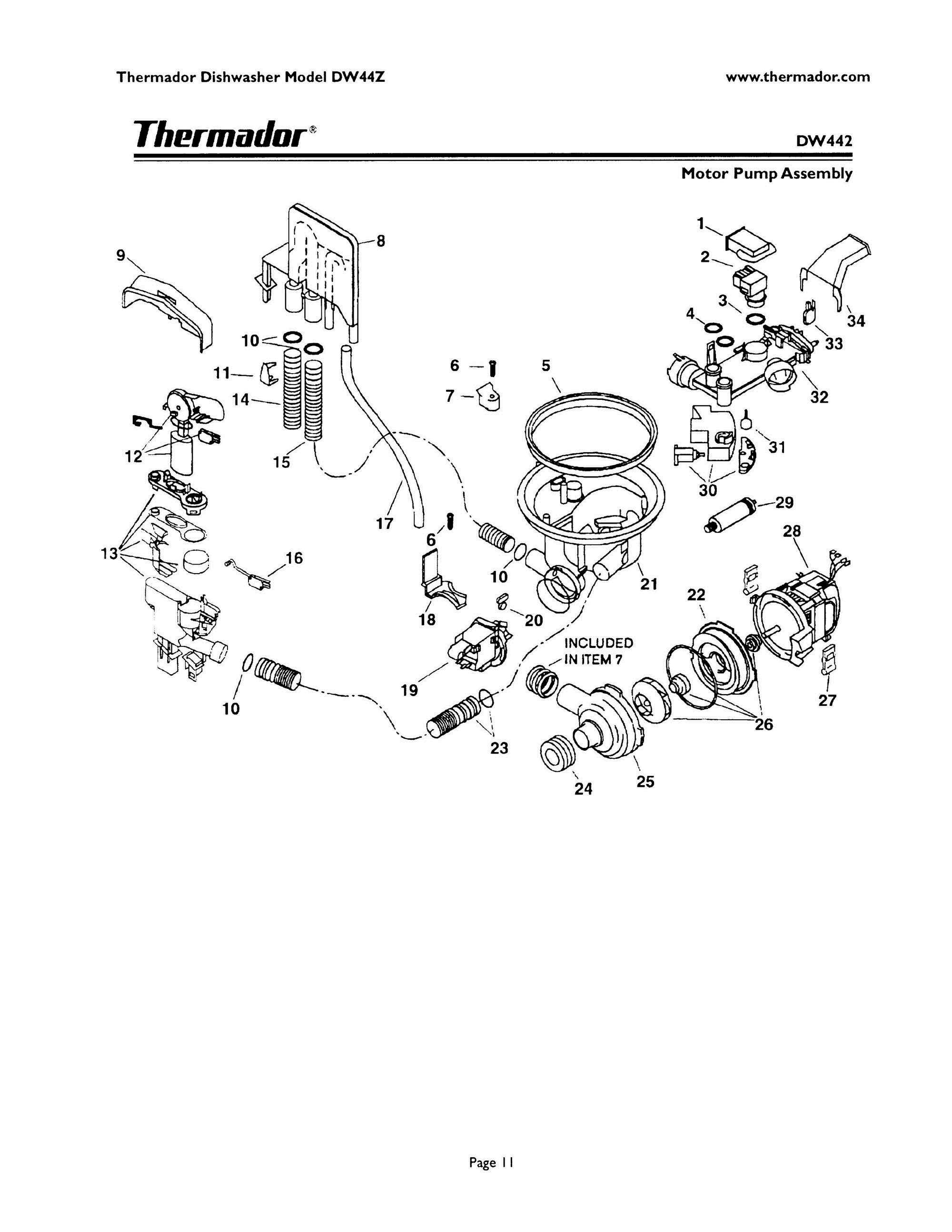 10 - CIRCULATION MOTOR PUMP Diagram and Parts List for DW44ZSB  Bosch Dishwasher