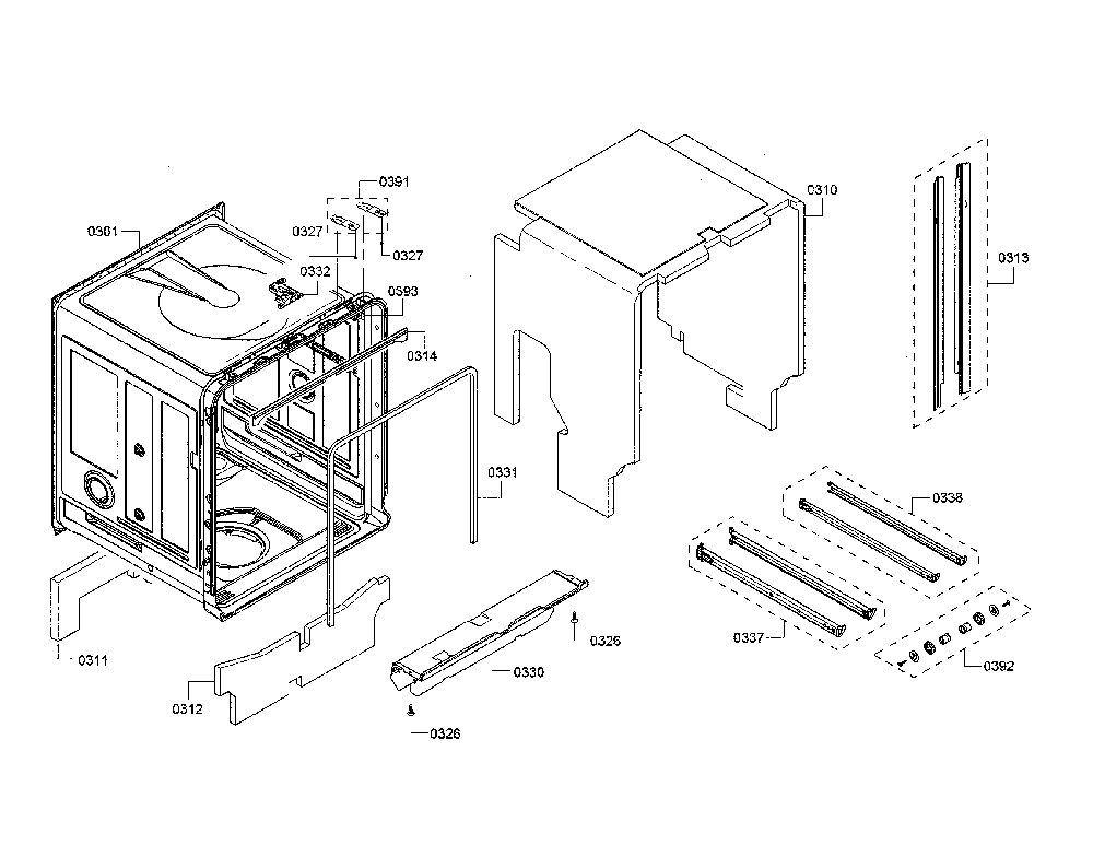 Tub/trim Diagram and Parts List for SHX863WB5N 10 Bosch Dishwasher