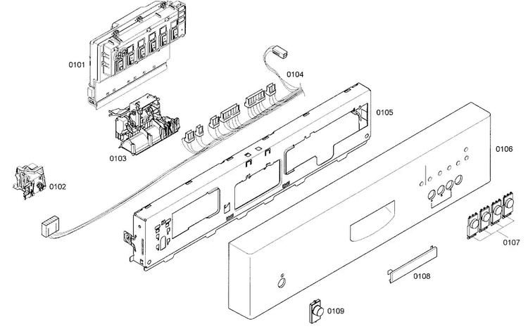 Control Panel Diagram and Parts List for SHE42L15UC 23 Bosch Dishwasher