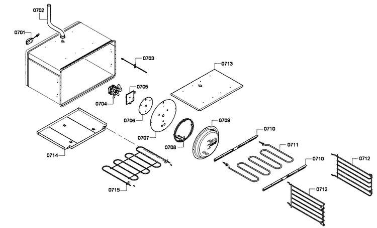 Oven Assy Diagram and Parts List for PRD364GDHU 01 Thermador Range