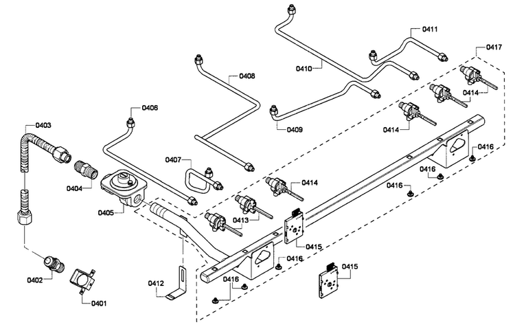 Gas Supplay Diagram and Parts List for PRD366GHU 01 Thermador Range