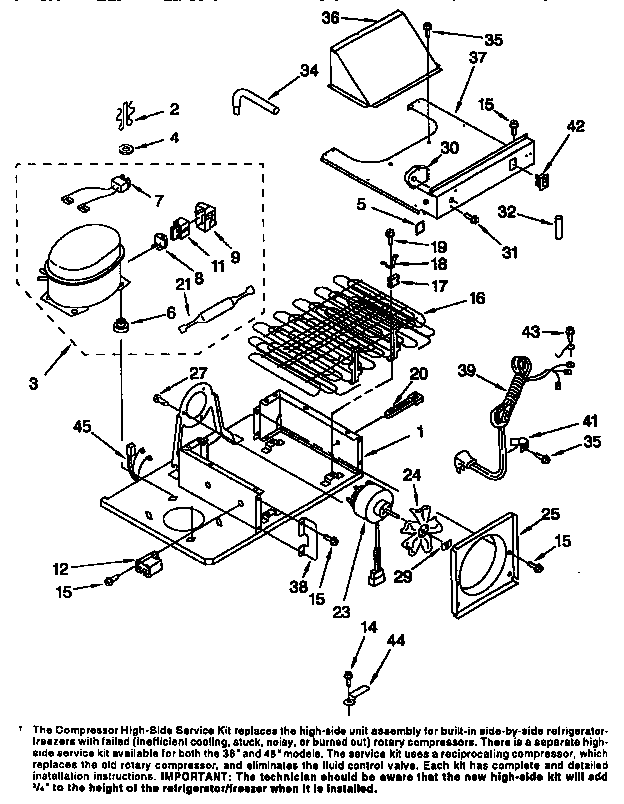 Upper Unit Diagram and Parts List for TSS48QBW00  Thermador Refrigerator