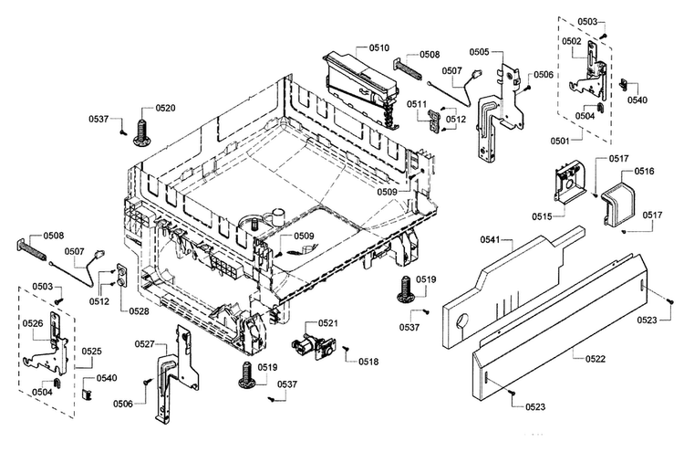 Base Assy Diagram and Parts List for SHX3AR75UC 15 Bosch Dishwasher