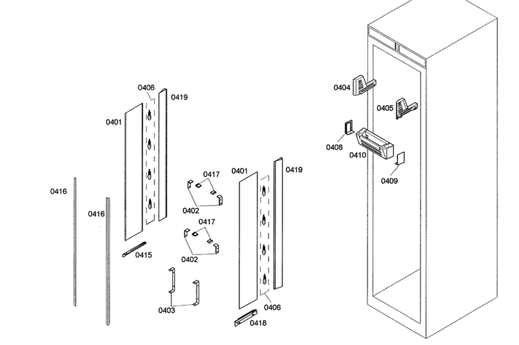 Lighting Assy Diagram and Parts List for B24IR70NSP 07 Bosch Freezer