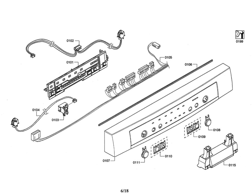 Facia Panel/Controller Diagram and Parts List for SHE3ARL5UC 07 Bosch Dishwasher