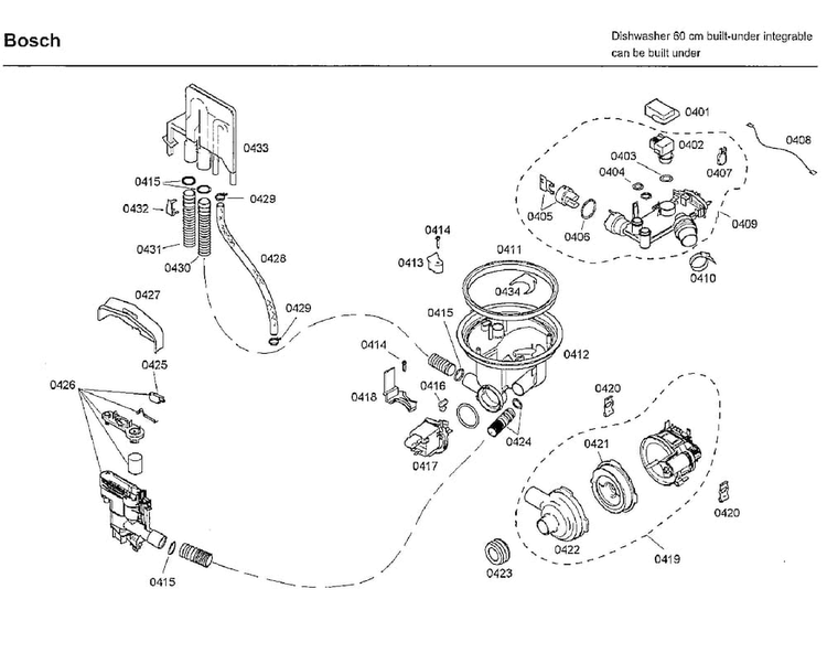 Pump Diagram and Parts List for SHX33A02UC 30 Bosch Dishwasher