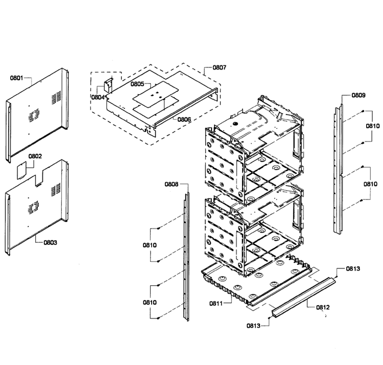 Cabinet Assy Diagram and Parts List for HBL3560UC 05 Bosch Wall Oven