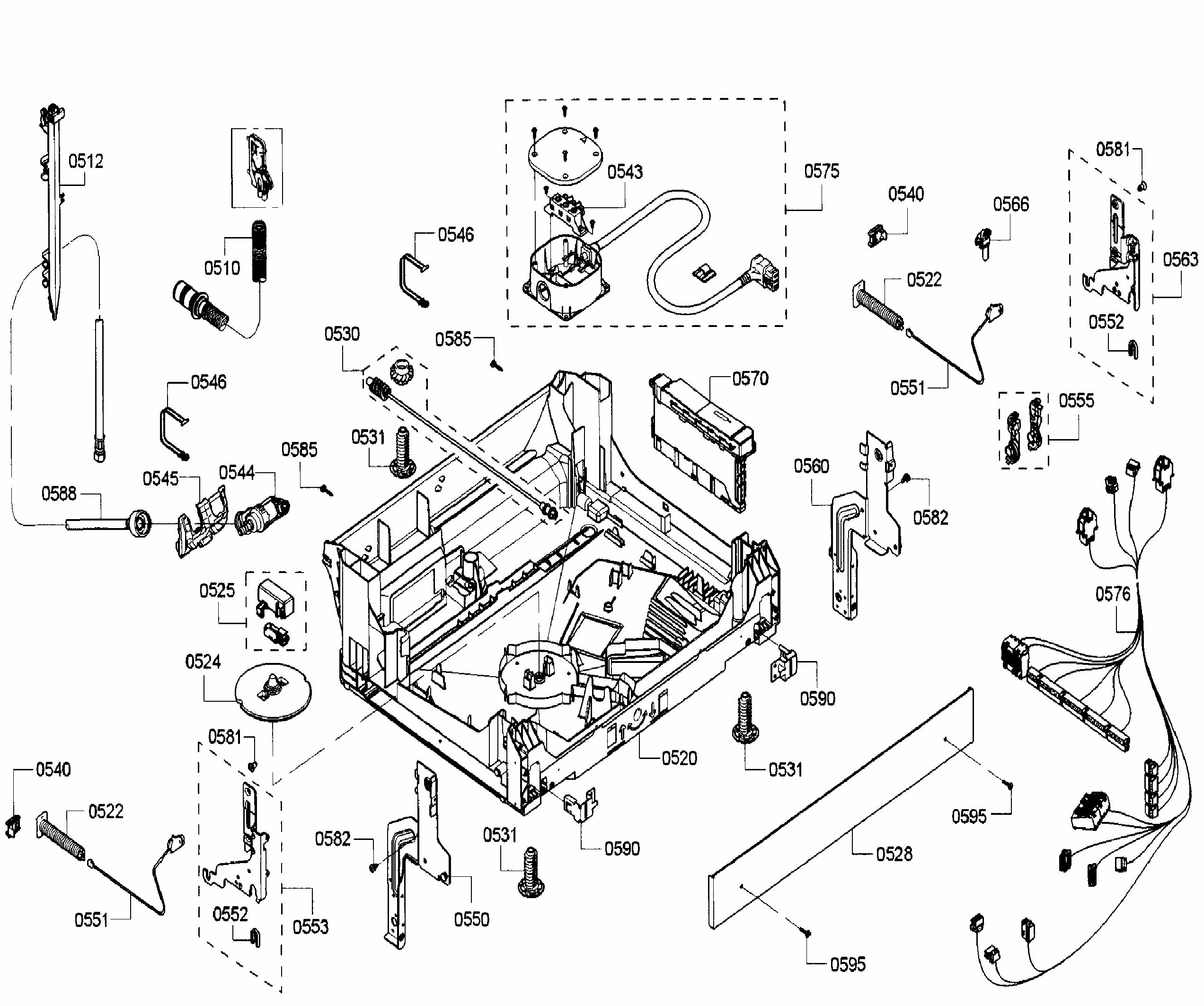 Base Diagram and Parts List for SHXN8U55UC 06 Bosch Dishwasher