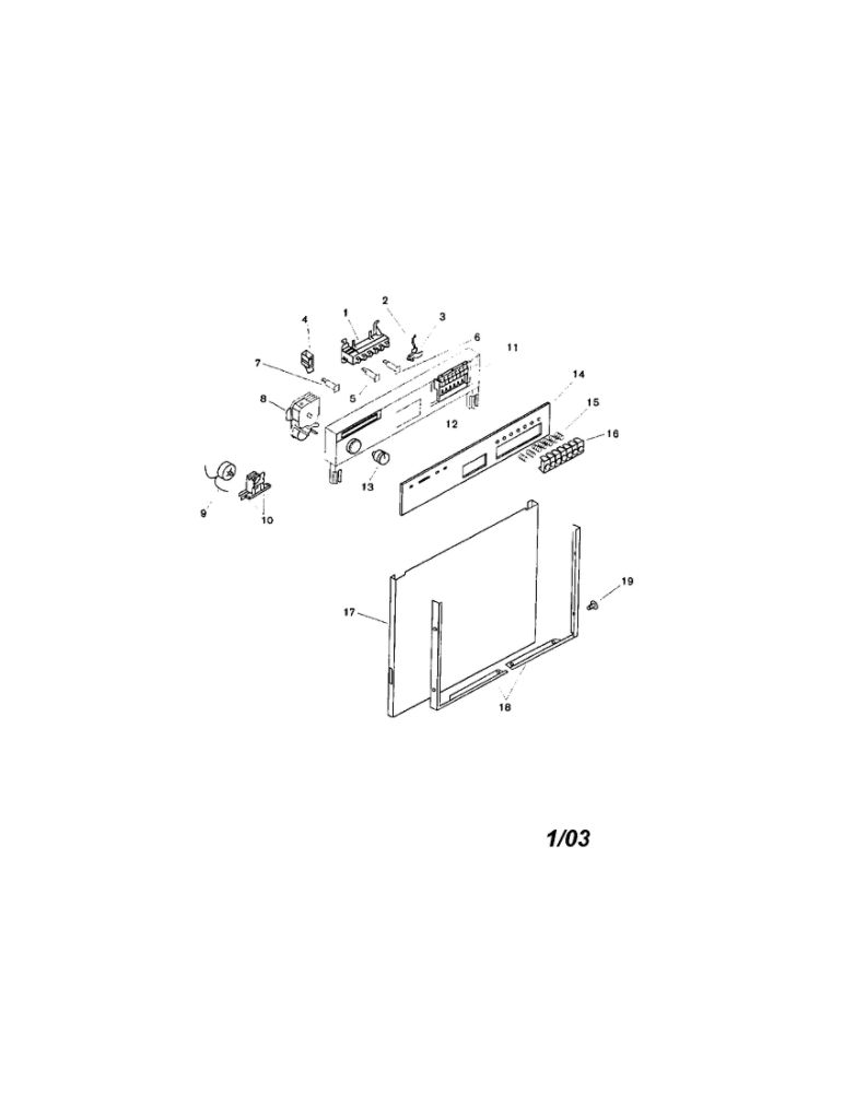 Fascia Panel And Outer Door Diagram and Parts List for SMU7052US 02 Bosch Dishwasher