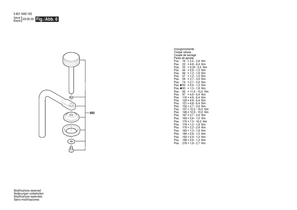 Section 6 Diagram and Parts List for GCM305-254D 3601M49140 Bosch Miter Saw