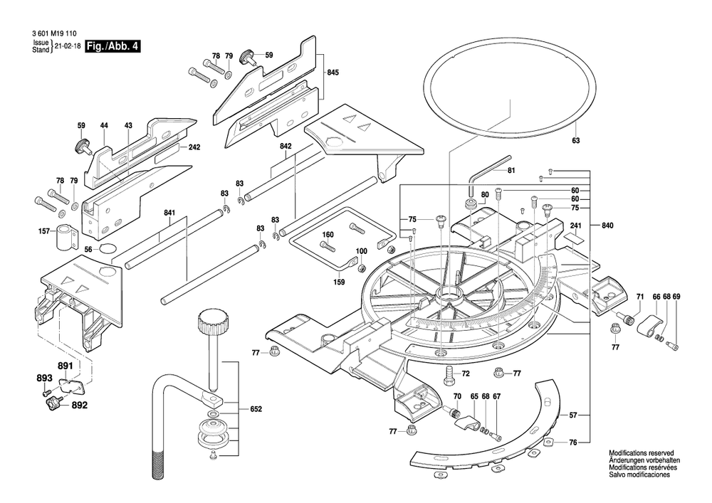 Diagram 4 Diagram and Parts List for CM8S 3 601 M19 110 Bosch Miter Saw
