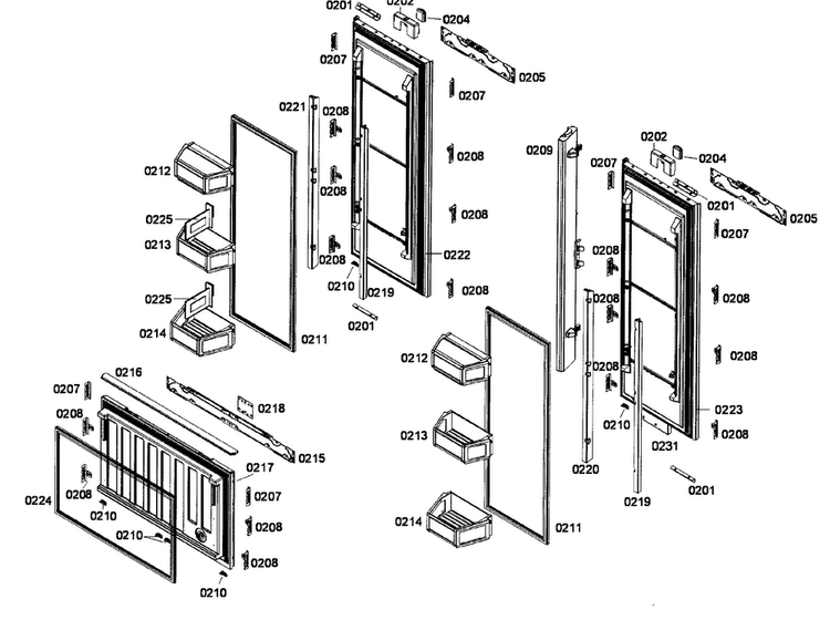 Door Assy Diagram and Parts List for T36IT71NNP 28 Thermador Refrigerator
