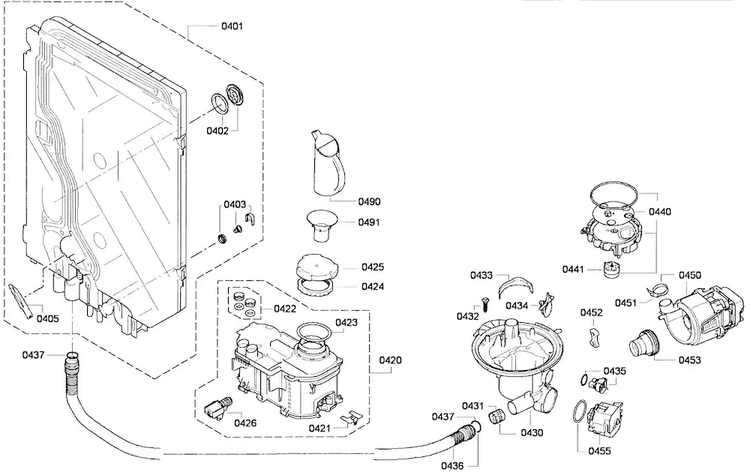 Pump Assy Diagram and Parts List for DWHD650GPR 01 Thermador Dishwasher