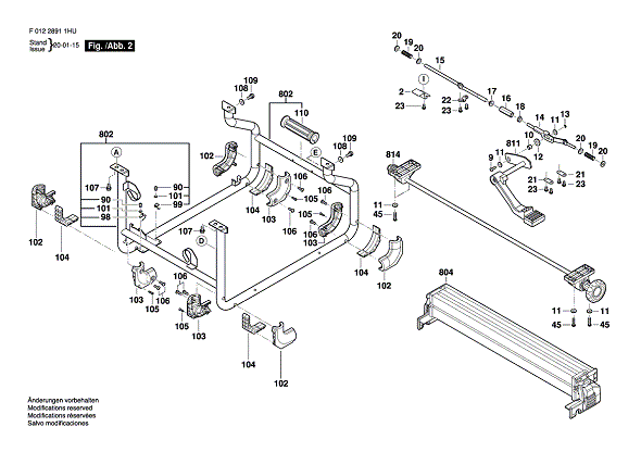 Bosch F0122891hu 2 Diagram and Parts List for F0122891HU  Bosch Table Saw
