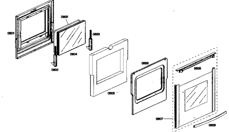 Door Assy Diagram and Parts List for HGS432UC 01 Bosch Range