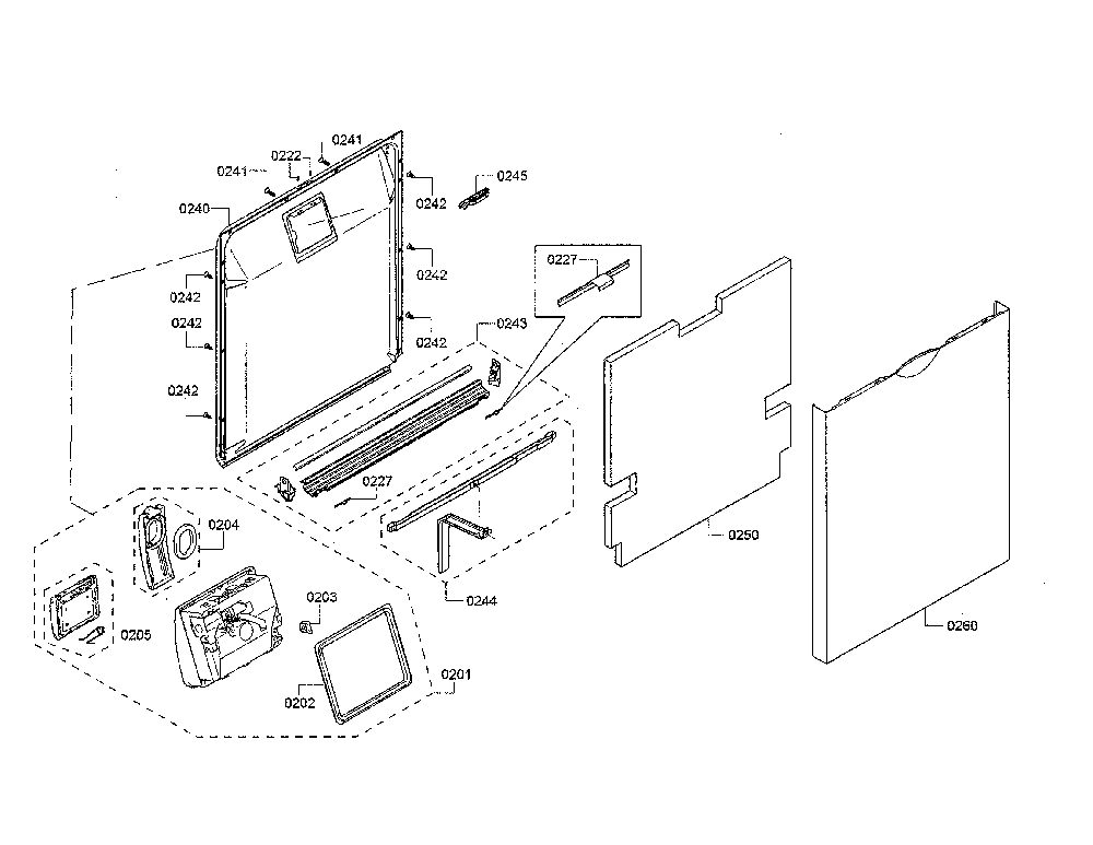Door/dispenser Diagram and Parts List for SHS863WD6N 10 Bosch Dishwasher