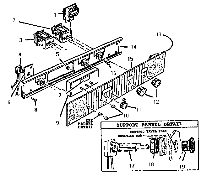 Control Panel Diagram and Parts List for CT130  Thermador Wall Oven