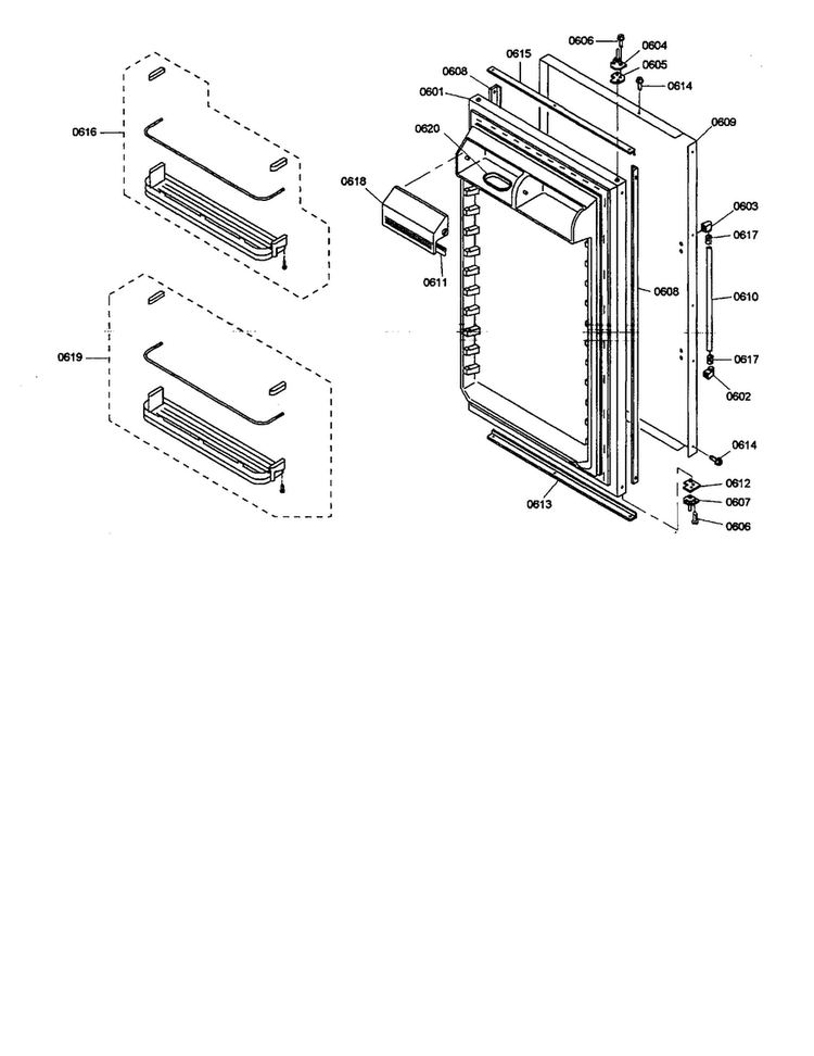 Refrigerator Door Diagram and Parts List for KBURT3665E01  Thermador Refrigerator