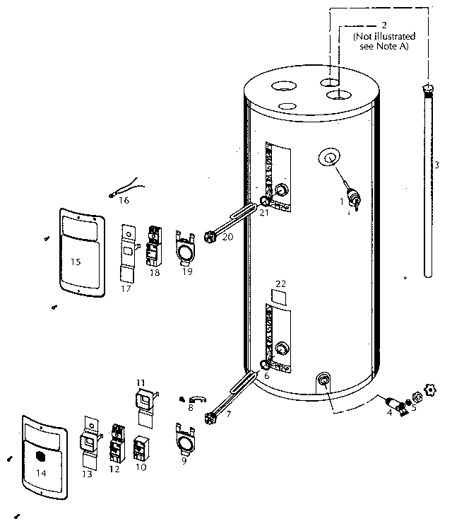 Replacement Parts Diagram and Parts List for 153325350  Kenmore Water Heater