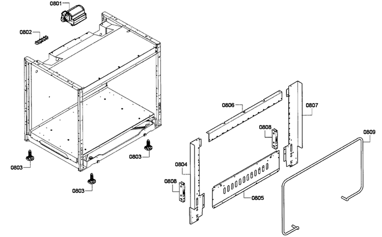 Frame Assy Diagram and Parts List for PRG364GDH 01 Thermador Range