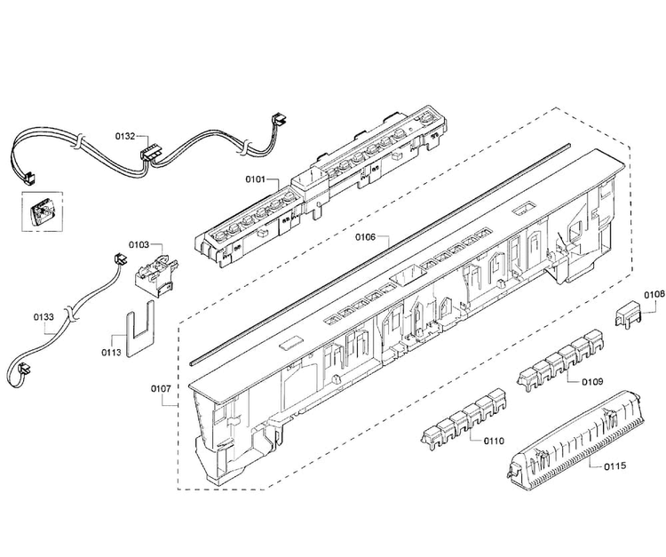 Control Panel Diagram and Parts List for SHX65T55UC 01 Bosch Dishwasher