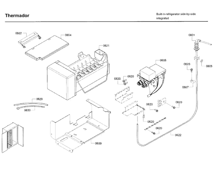 Icemaker Asy Diagram and Parts List for T42BD820NS 10 Thermador Refrigerator