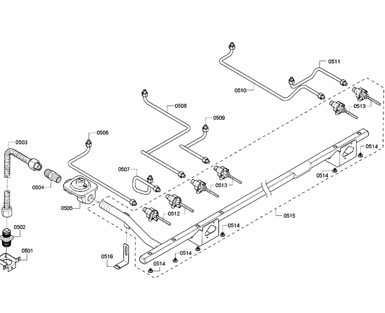 Manifold Diagram and Parts List for PRD486GDHC 05 Thermador Range