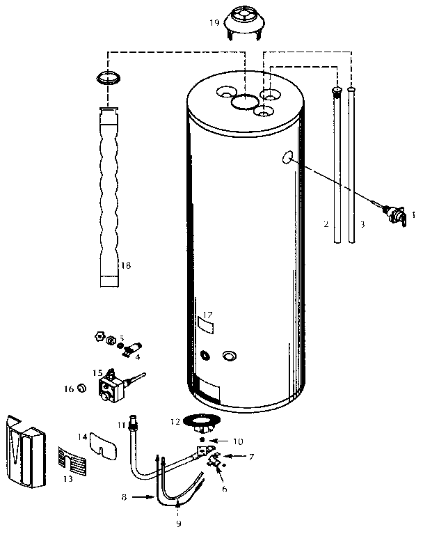 Replacement Parts Diagram and Parts List for 153334361  Kenmore Water Heater
