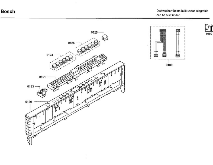 Control Panel Diagram and Parts List for SHX7ER55UC 01 Bosch Dishwasher