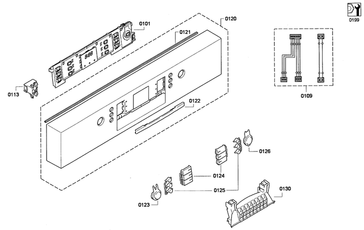 Control Panel Diagram and Parts List for SGE63E06UC 01 Bosch Dishwasher