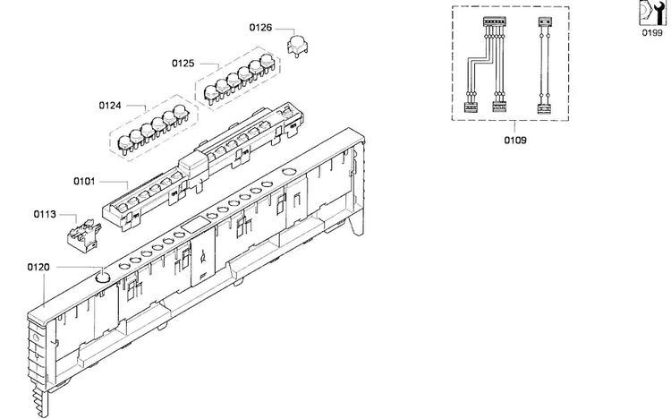 Control Panel Diagram and Parts List for DWHD650GPR 01 Thermador Dishwasher