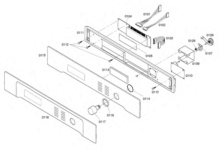 Control Panel Diagram and Parts List for HBL742AUC 02 Bosch Wall Oven
