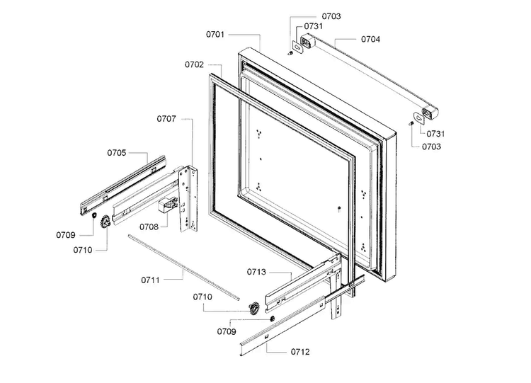 Freezer Door Diagram and Parts List for B26FT70SNS 05 Bosch Refrigerator