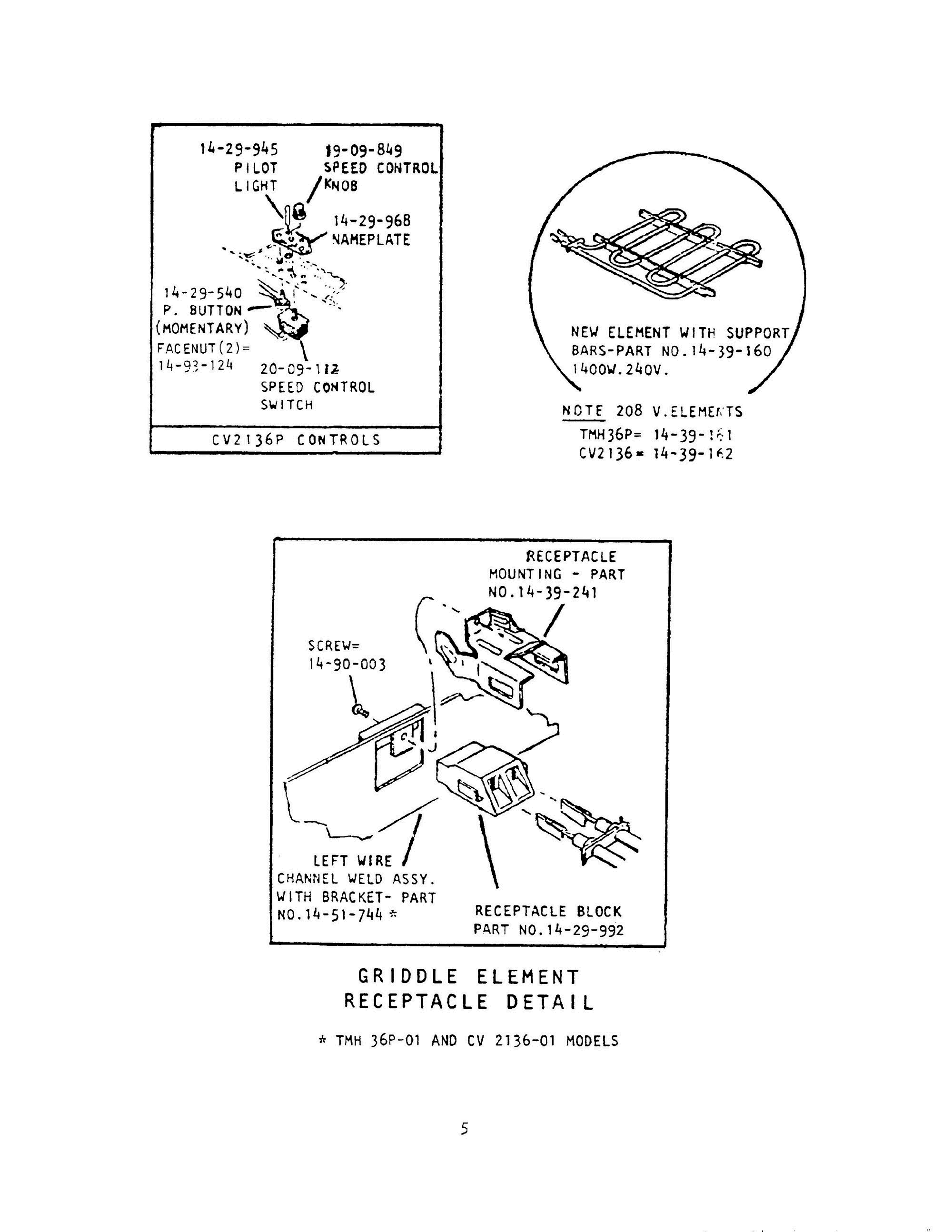 07 - GRIDDLE ELEMENT RECEPTACLE Diagram and Parts List for CV2136-01  Bosch Range