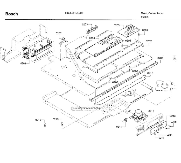 Pcb Asy Diagram and Parts List for HBL5551UC 02 Bosch Wall Oven