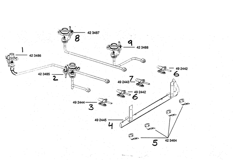 Manifold Asy Diagram and Parts List for HGS252UC 01 Bosch Range